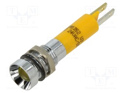 Indicator: LED; recessed; yellow; 24VDC; 24VAC; Ø8mm; metal,plastic