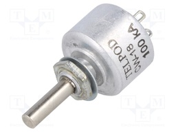 Potentiometer: shaft; single turn; 100kΩ; 1W; ±20%; 4mm; linear; THT