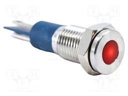 IP67; Leads: 2,8x0,8mm connectors; Cutout: Ø8.2mm; Body: silver