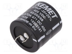 Capacitor: electrolytic; 470uF; 400VDC; ESR: 379.8mΩ; SNAP-IN; ±20%