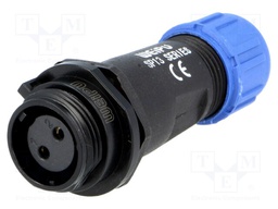 Plug; female; SP13; PIN: 2; IP68; 4÷6.5mm; 13A; soldering; for cable