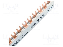 Busbar; 12mm2; Poles: 3; Urated: 400V; 80A; fork; Pitch: 17.8mm; PVC