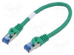 Patch cord; S/FTP; 6a; stranded; CCA; LSZH; green; 0.25m; 26AWG