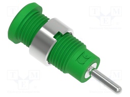 Connector: 2mm banana; socket; green; plug pin 2mmx9mm; insulated