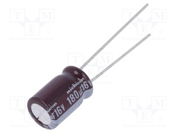 Capacitor: electrolytic; low impedance; THT; 180uF; 16VDC; ±20%