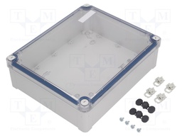 Enclosure: multipurpose; X: 241mm; Y: 291mm; Z: 88mm; polycarbonate