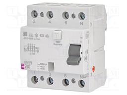 RCD breaker; Inom: 25A; Ires: 500mA; Poles: 4; 400V,415V; IP20; EFI