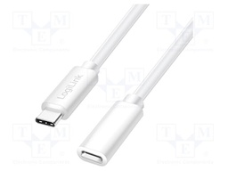 Cable; High Speed,USB 2.0; USB C socket,USB C plug; 2m; white