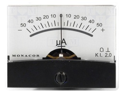 Ammeter; analogue; on panel; I DC: -50÷50uA; Class: 2; Ø37.5mm