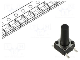 Microswitch TACT; SPST; Pos: 2; 0.05A/12VDC; SMT; 1.57N; 6x6x3.5mm