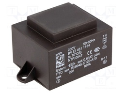 Transformer: encapsulated; 10VA; 230VAC; 15V; 667mA; Mounting: PCB