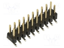 Socket; pin strips; male; 2.54mm; PIN: 20; SMT; on PCBs; Layout: 2x10