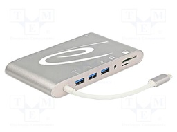 Hub USB; DisplayPort 1.2,HDMI 1.4; 10/100/1000Mbps; grey; 0.18m