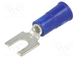 Fork terminal; M3,5; Ø: 3.66mm; crimped; for cable; insulated; blue