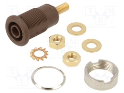 Socket; 4mm banana; 32A; brown; gold-plated; Overall len: 33mm