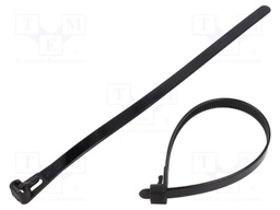 Cable tie; multi use; L: 200mm; W: 7.2mm; polyamide; black; 100pcs.