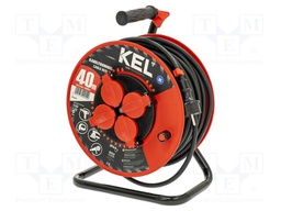 Extension lead; reel; Sockets: 4; rubber; black; 3x2,5mm2; 40m; 16A