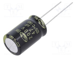 Capacitor: electrolytic; THT; 47uF; 200VDC; Ø12.5x20mm; ±20%; 5000h
