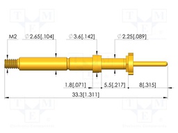 Test needle; Spring compression: 4mm; 5mm; 8A; CuBe; gold-plated