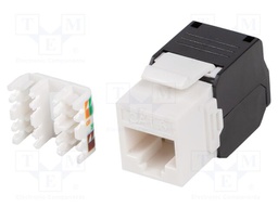 RJ45 module; white,black; Cat: 6; on cable; RJ45 socket; -10÷60°C
