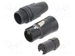 8+2 POL. FEMALE CABLE CONNECTOR, CHUCK TYPE STRAIN RE