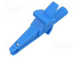 Crocodile clip; 10A; blue; Grip capac: max.8mm; 600V; 15mΩ