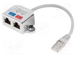 Splitter; silver; Cat: 5e; RJ45 socket x2,RJ45 plug; 0.15m