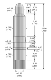 Test needle; Operational spring compression: 1mm; 5A; Ø: 1.3mm