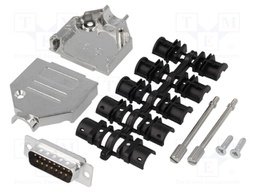 D-Sub; PIN: 15; plug; male; soldering; for cable; black