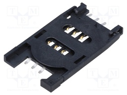 Connector: for cards; SIM; with hinged holder; SMT; gold-plated