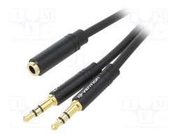 Cable; Jack 3.5mm 4pin socket,Jack 3.5mm 3pin plug x2; 0.3m