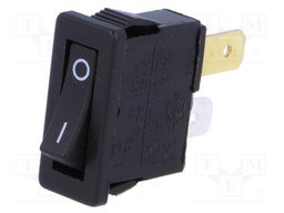 ROCKER; SPST; Pos: 2; OFF-ON; 10A/250VAC; black; none; Body: black