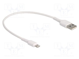 Cable; USB 2.0; Apple Lightning plug,USB A plug; 0.3m; white