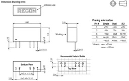 Converter: DC/DC; 1W; Uin: 10.8÷13.2V; Uout: 3.3VDC; Iout: 303mA