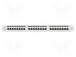 Patch panel; white; Number of ports: 24; Cat: 6; RJ45 socket x24