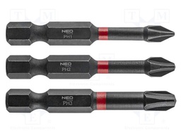 Kit: screwdriver bits; Phillips; impact; 1/4"; 3pcs.