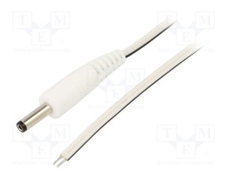 Cable; wires,DC 4,0/1,7 plug; straight; 0.35mm2; white; 0.5m