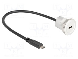 Cable; USB 2.0; USB C socket,USB C plug; 0.3m; black; 32AWG