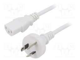 Cable; AS/NZS 3112 (I) plug,IEC C13 female; PVC; 1m; white; 10A