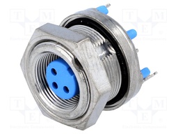 Connector: circular; socket; female; PIN: 3; gold-plated; 3A; IP65