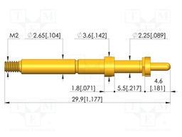 Test needle; Spring compression: 4mm; 5mm; 5A; CuBe; gold-plated