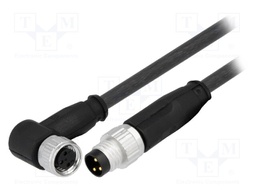 Cable: for sensors/automation; M8-M8; male; female; PIN: 3; plug