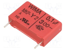 Capacitor: polypropylene; Y2; 100nF; 22.5mm; ±10%; 7x16.5x26.5mm
