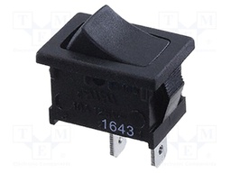 ROCKER; SPST; Pos: 2; OFF-(ON); 5.5A/250VAC; black; Rcont max: 35mΩ