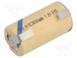 Re-battery: Ni-MH; SubC; 1.2V; 3000mAh; Leads: soldering lugs