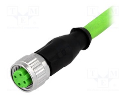 Plug; M12; PIN: 4; female; D code-Ethernet; 1m; Insulation: TPU