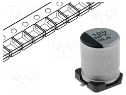 Capacitor: electrolytic; low impedance; SMD; 100uF; 50VDC; ±20%
