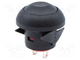 Switch: push-button; Pos: 2; SPST; 0.1A/50VDC; 0.125A/125VAC; black