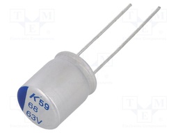 Capacitor: polymer; 68uF; 63VDC; ESR: 47mΩ; A759; THT; ±20%; 2000h