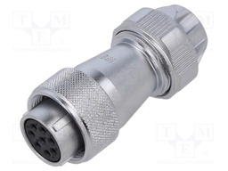 WF20; plug; female; PIN: 8; IP67; 9÷10.5mm; 10A; soldering; for cable